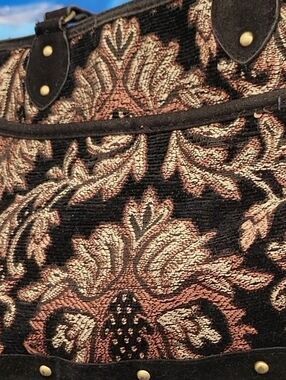 Elegant Black and Gold Jacquard Tote Bag